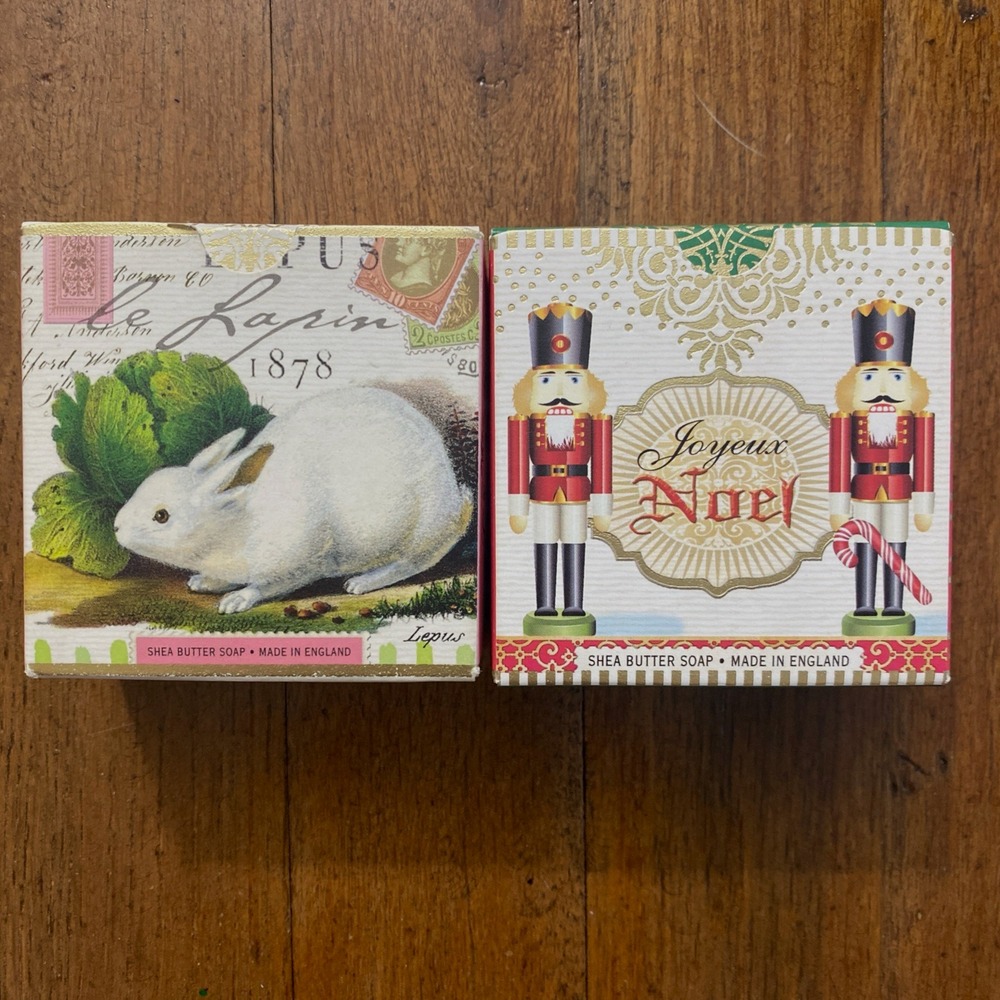 Shea Butter Soap Michel Design Works Le Lapin & Joyeux Noel - Bar 3.5 oz NIB MBC